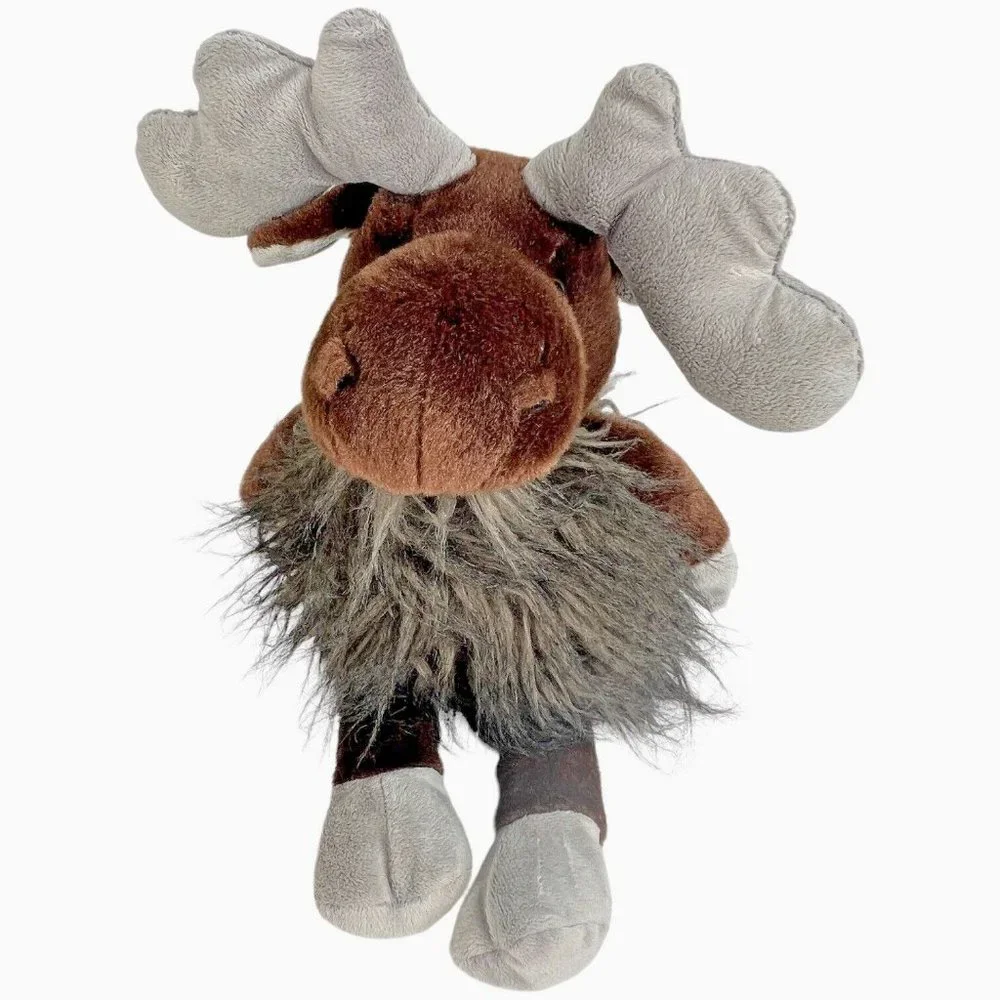 Ganz MYLO Moose Plush‎ Shaggy Furry 18 Inch Floppy Stuffed Animal Toy Brown Gray
